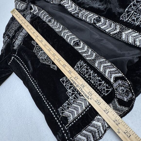 Raga Womens Embroidered Beaded Velvet Jacket Black S Elegant Western Dressy Boho - Picture 13 of 15